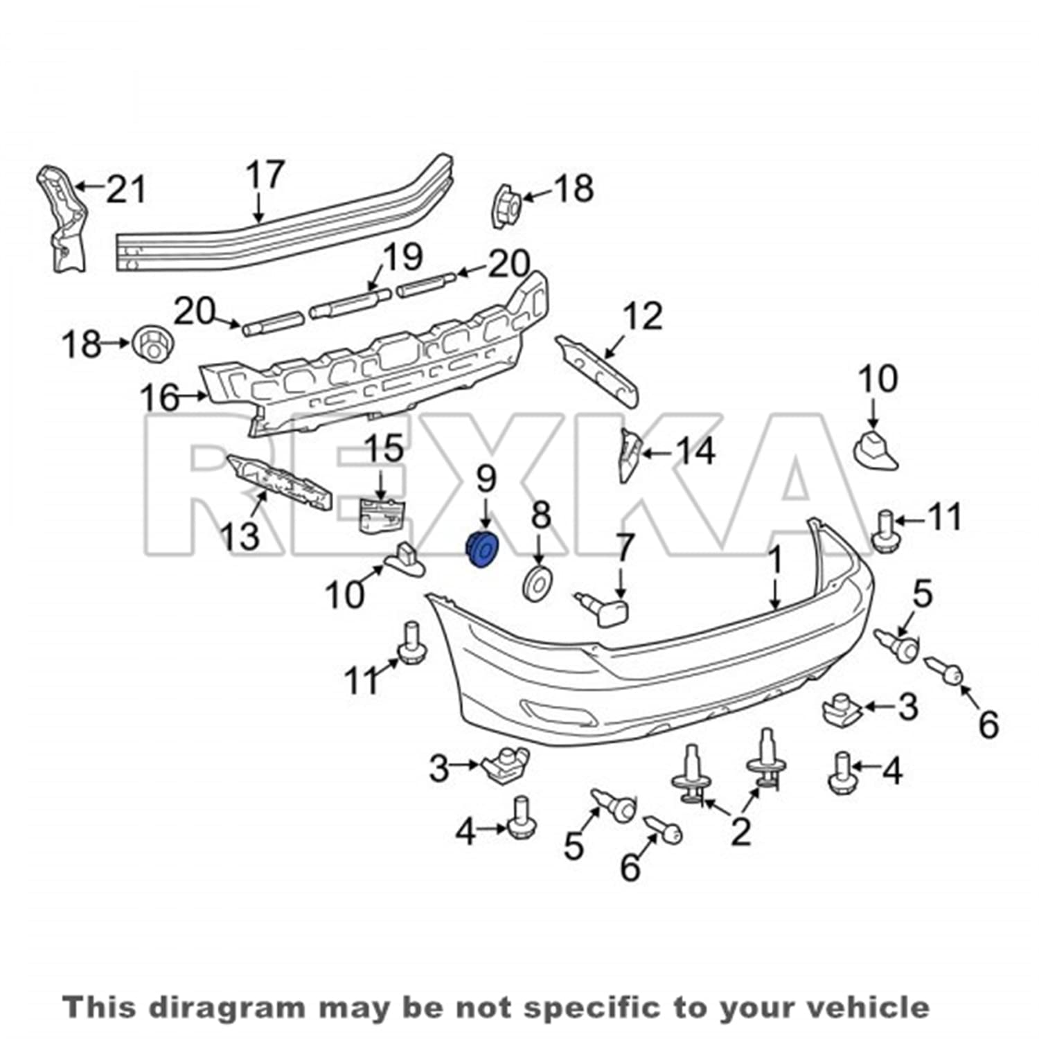 Rexka 30pcs Bumper Cover Cowl Grille Headlight Mounting Grommet Nylon Retainer Nut for Toyota Lexus 90189-05142