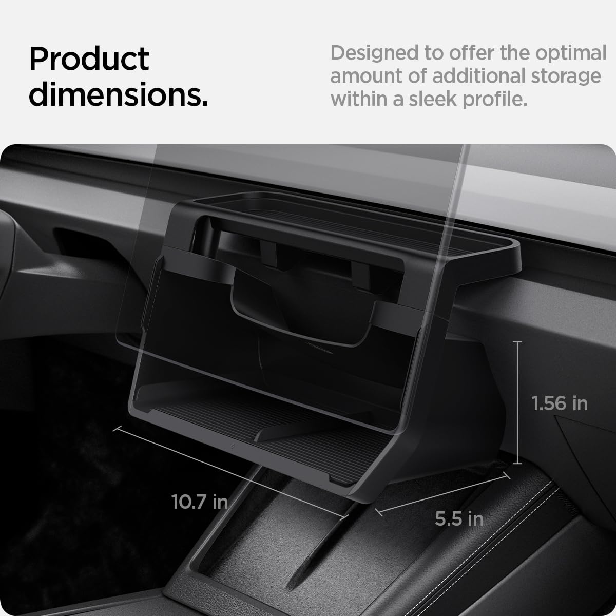 Spigen (Upgraded Under Screen Storage Organizer for Tesla Model Y Juniper (Standard, Premium & Performance 2025/2026) and Model 3 Highland (Standard, Premium & Performance 2024/25/26) - Black