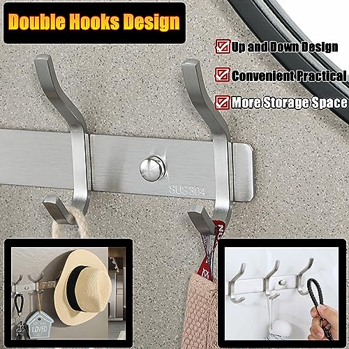 Alise Coat Rack Wall Mount,Coat Hanger Rail with 5 Double Coat Hooks for Hanging Coats,SUS304 Stainless Steel Towel Hanger Hook Racks for Purse Clothes Entryway Jacket Hats,Gold and Black