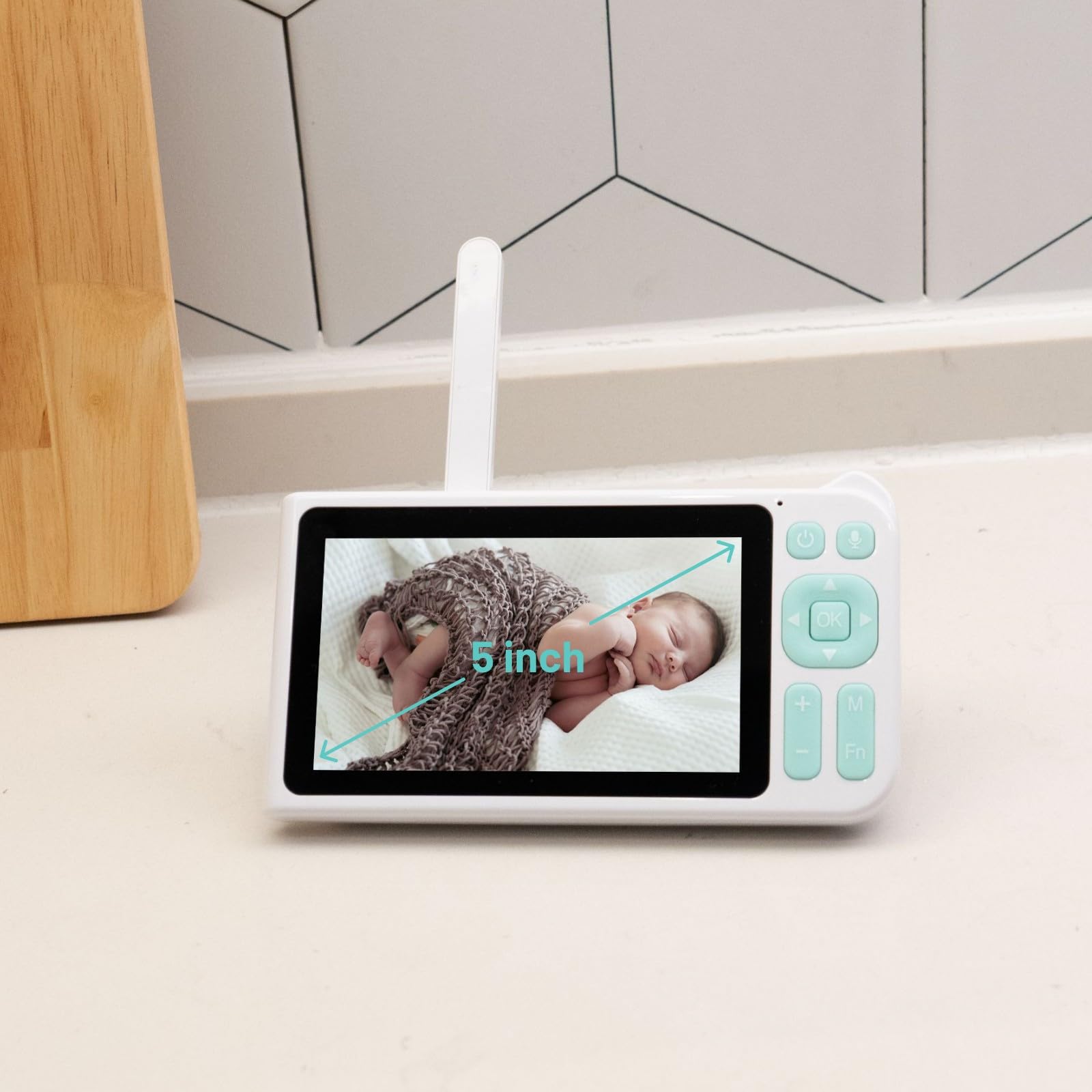 GardePro Video Baby Monitor with 3000ft Long Range, 5” Display, 1080p FHD Camera, 2-Way Audio, No WiFi, Super Clear Night Vision, 5000mAh Battery, Pan Tilt Zoom, Lullabies, White
