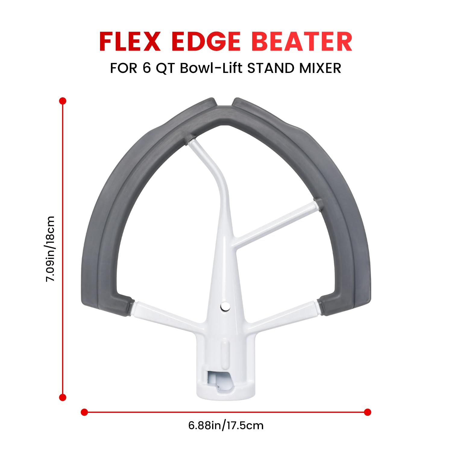 Flex Edge Beater Fit for Kitchenaid 6-Quart Bowl-Lift Stand Mixers, Silicone Edges Kitchen aid Paddle Attachment Mixer Accessory