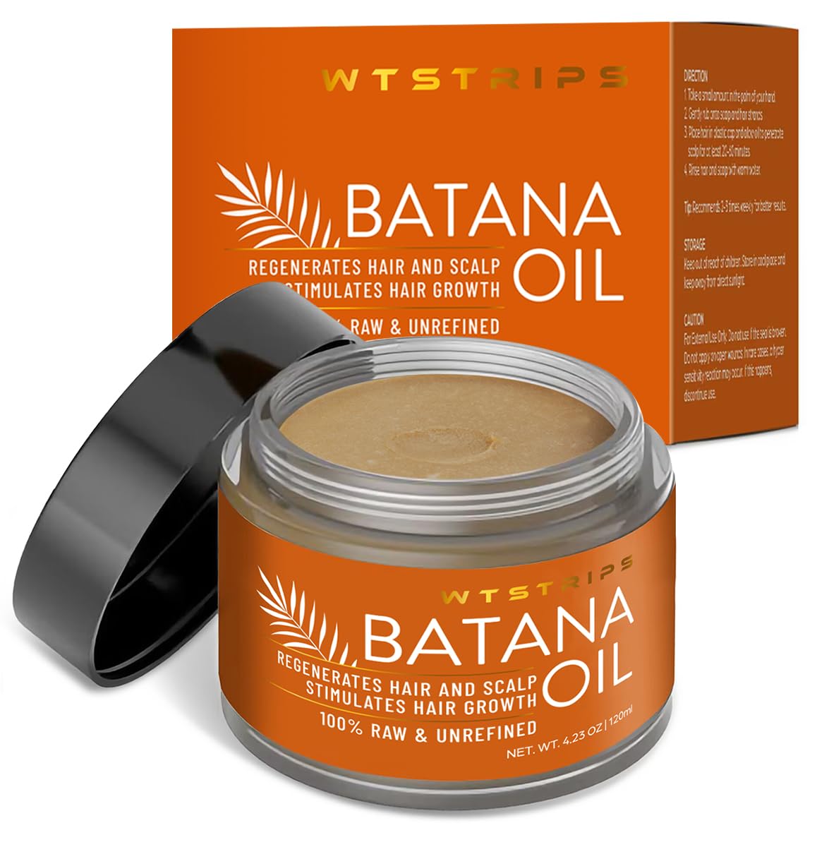 WTSTRIPS Batana Oil for hair growth: 100% raw unrefined pure natural cold pressed Botana oil - Dr Sebi Batana oil from Honduras, Brown
