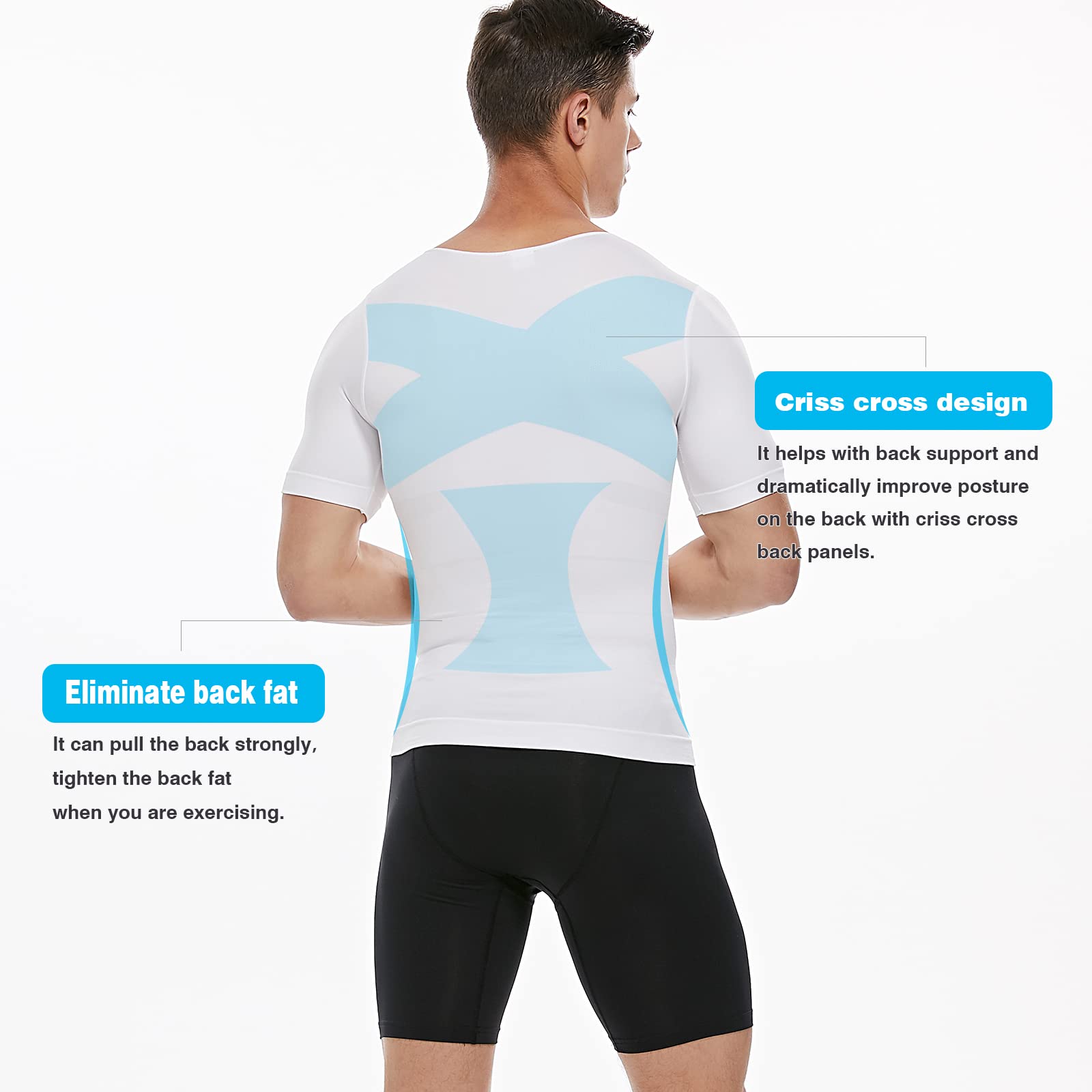 Men's Slimming Body Shaper Vest Undershirt Abs Abdomen Slim Tank Top White