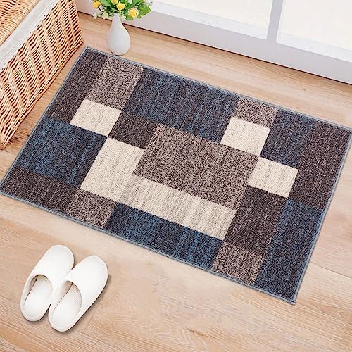 Modern Boxes Design Non-Slip (Non-Skid) Area Rug 5 X 7 (5' 3" X 7' 3") Red