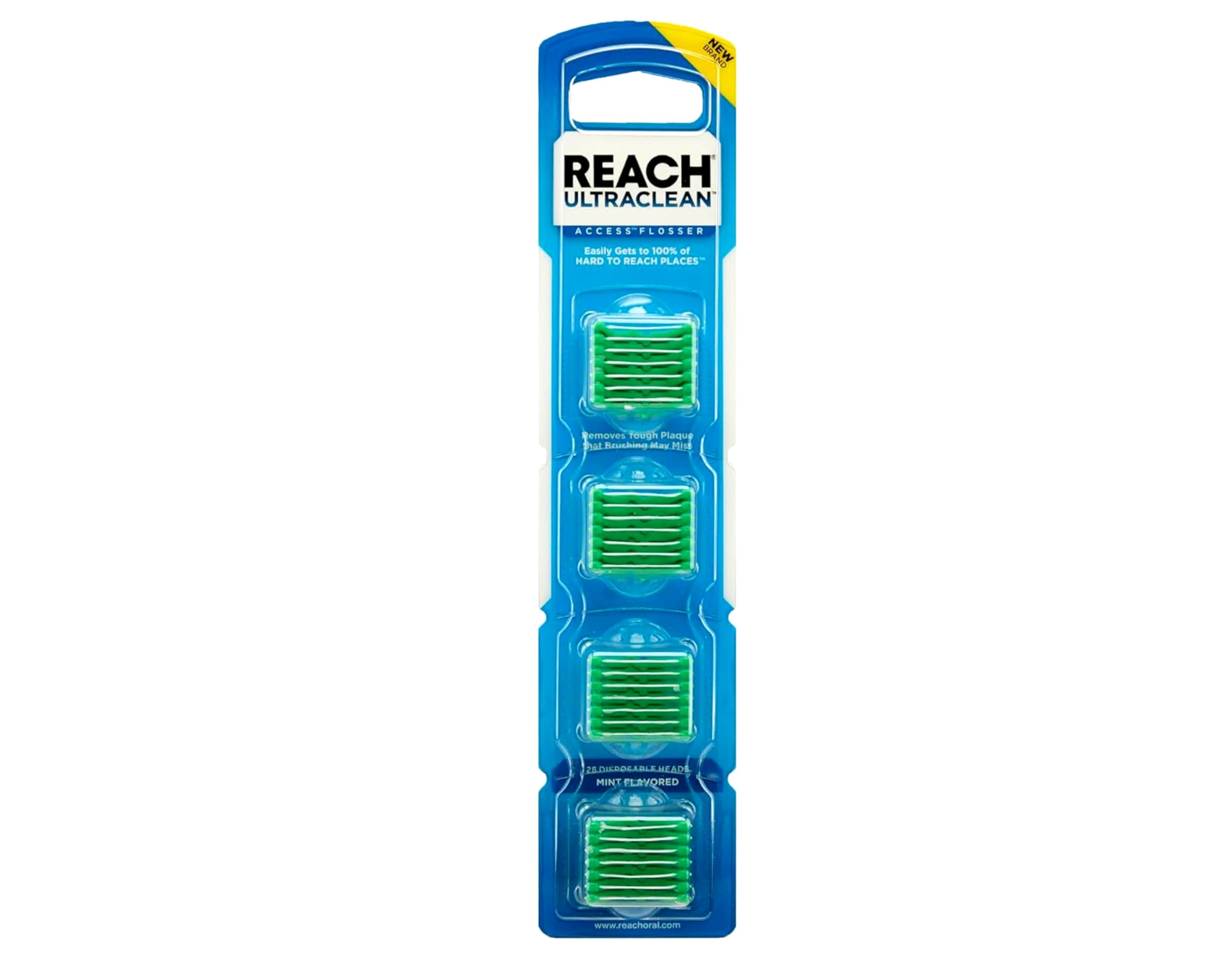 REACH Ultraclean Access Snap-On Flosser & Flosser Refill Head 28 ea, Pack for Proper Oral Care, Mint Flavor 1 ea