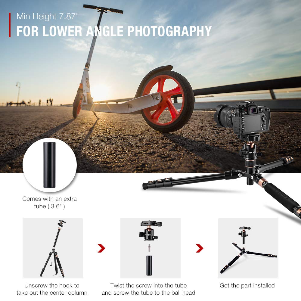 TYCKA 56” Camera Tripod, Lightweight Aluminum Travel Tripod Professional Compact Tripod Monopod for DSLR Camera with 360 Degree Ball Head, Quick Release Plate, Carry Bag