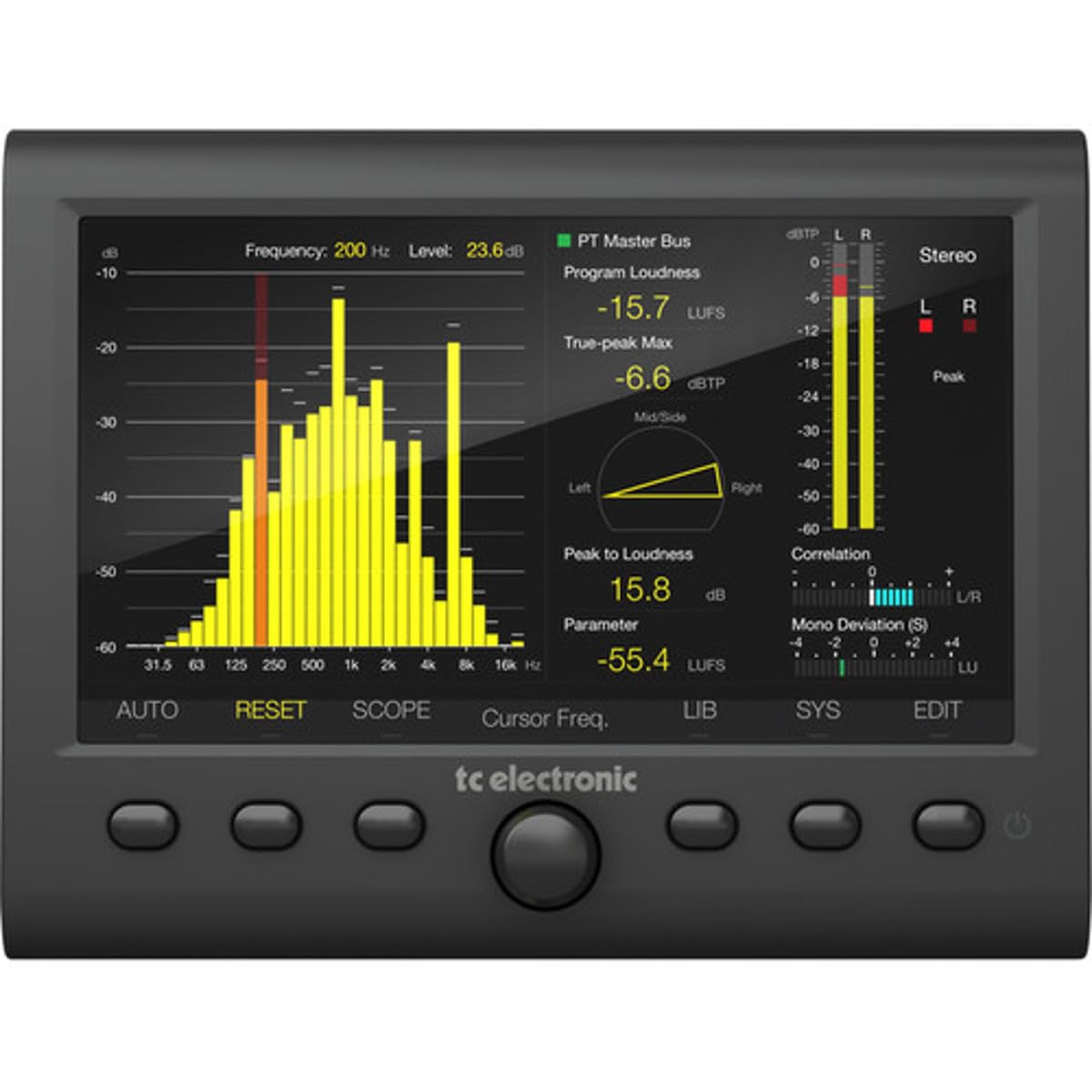 TC Electronic CLARITY M STEREO Stereo Audio Meter with 7" High Resolution Display and USB Connection for Plug-In Metering