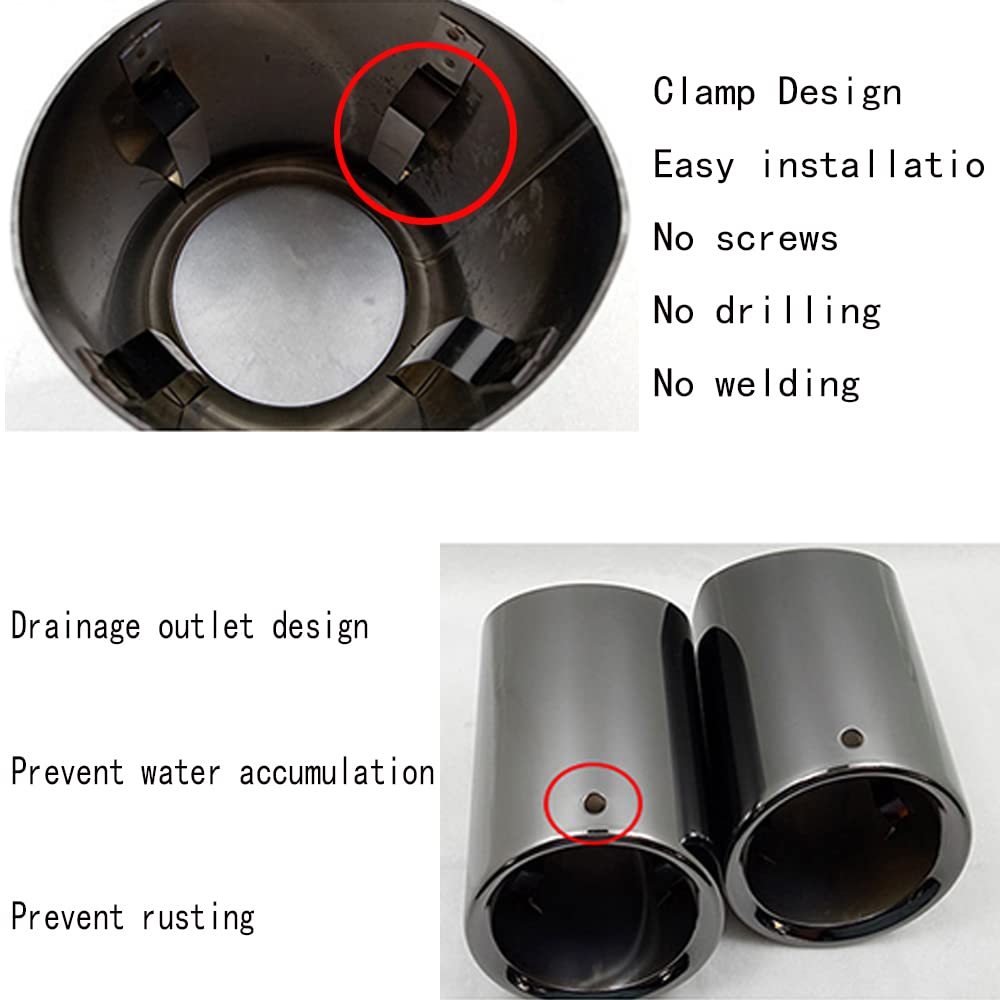 CHUANGHUI Stainless Steel Car Exterior Exhaust Pipe Mufflers Cover Rear Bumper Cylinder Exhaust Pipe Cover Decorate For BMW 5 Series F10 520i 528i 530i 535i 550i (5 Series F10 Black)