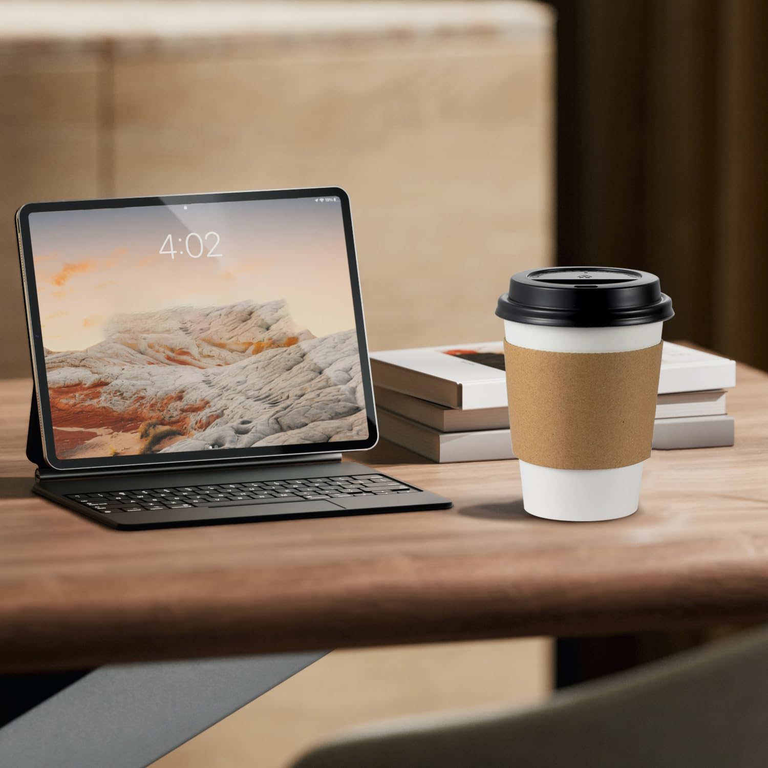 BENEVAL 100 Pack 12 oz Disposable Coffee Cups With Lids and Sleeves, Sturdy White Paper To Go Cups for Hot and Cold Beverages