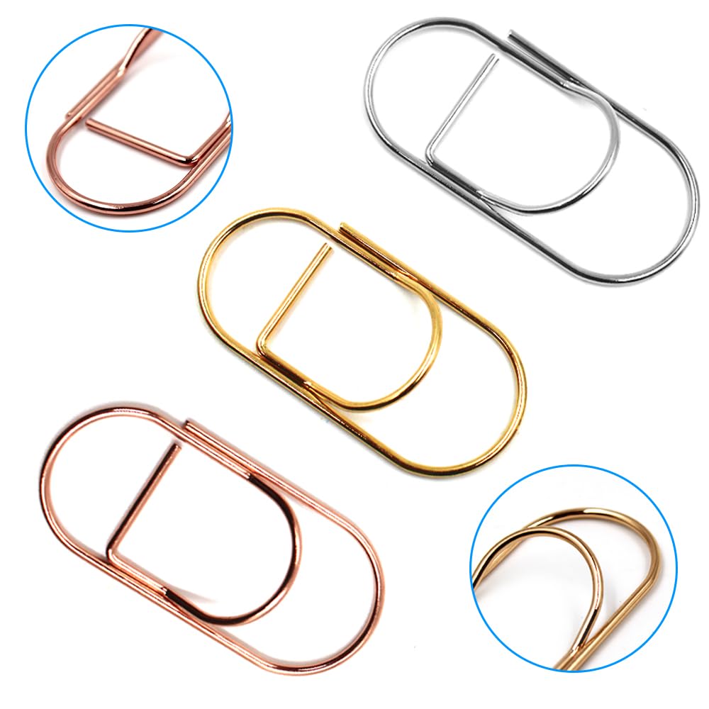 24 Pack Stainless Steel Pen Clip Holder,Sonku Metal Bookmarks for Notebooks, Journals, Calendars, Planner(Rose Gold,Gold,Sliver)