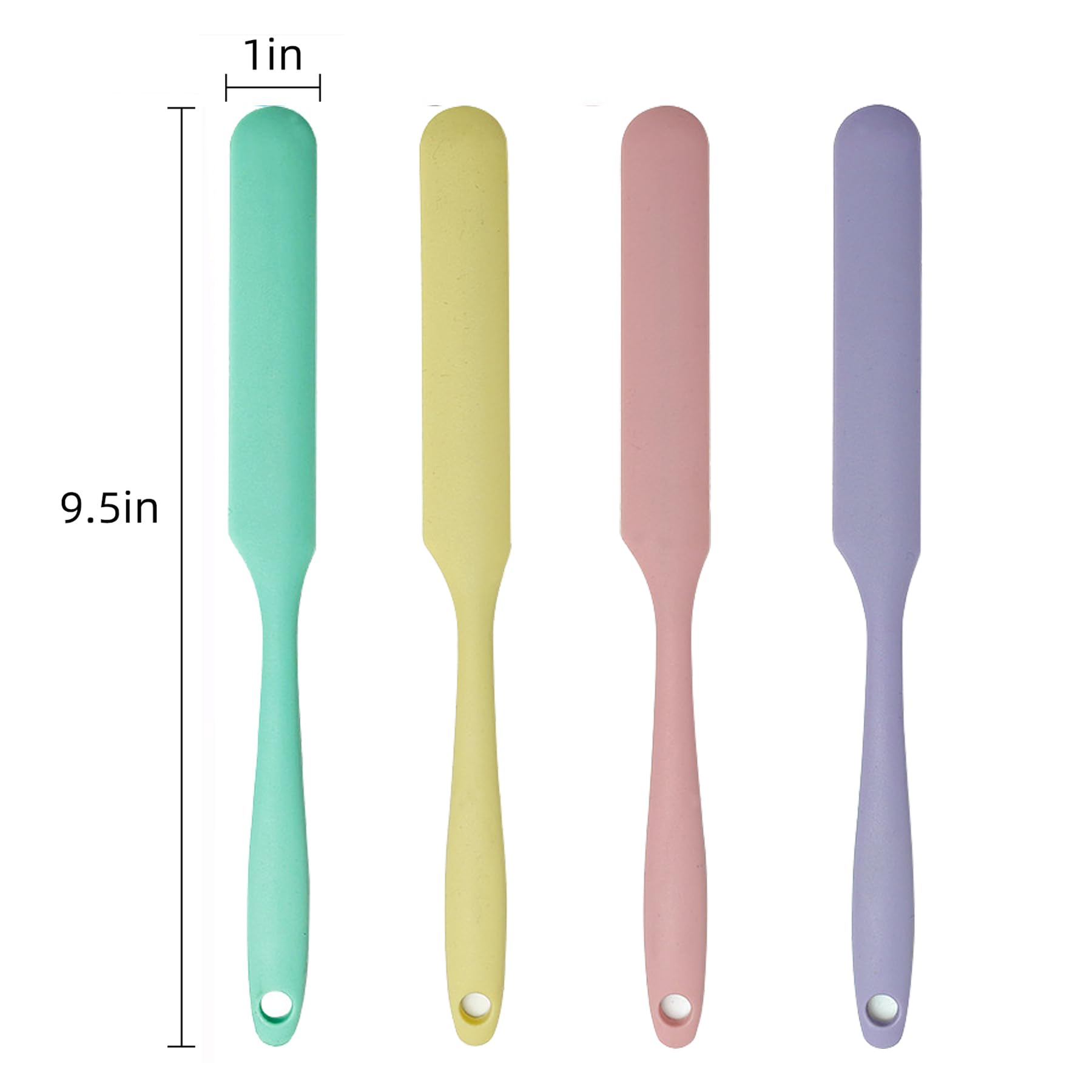 4 Pcs Silicone Jar Spatula Set - Long Handle Sourdough Scraper, Skinny Spatula for Jars, Bottles, and Containers, Non-Stick Heat Resistant Cake Cream Spatulas