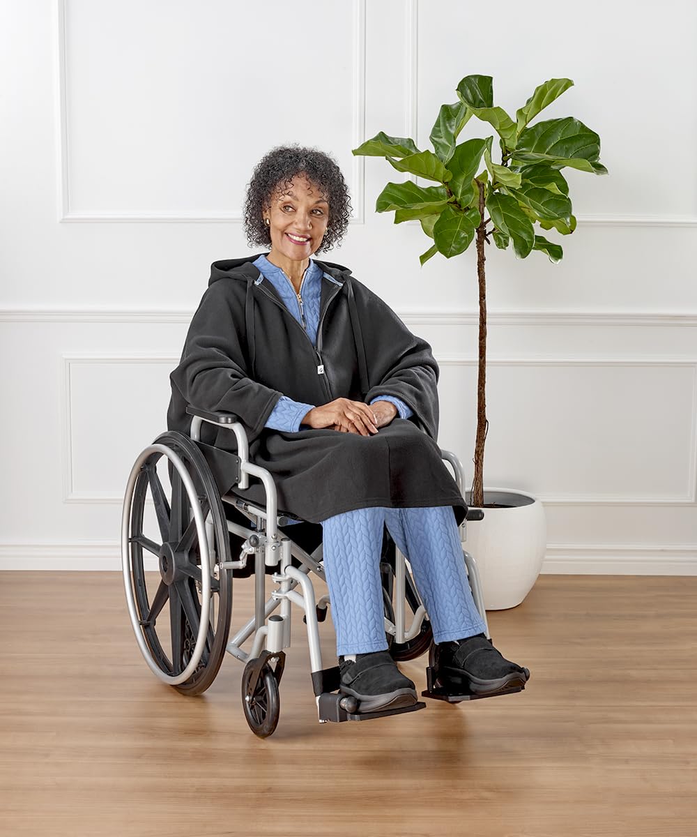 Silverts Men’s & Women’s Adaptive Fleece Wheelchair Cape With Hood - Violet