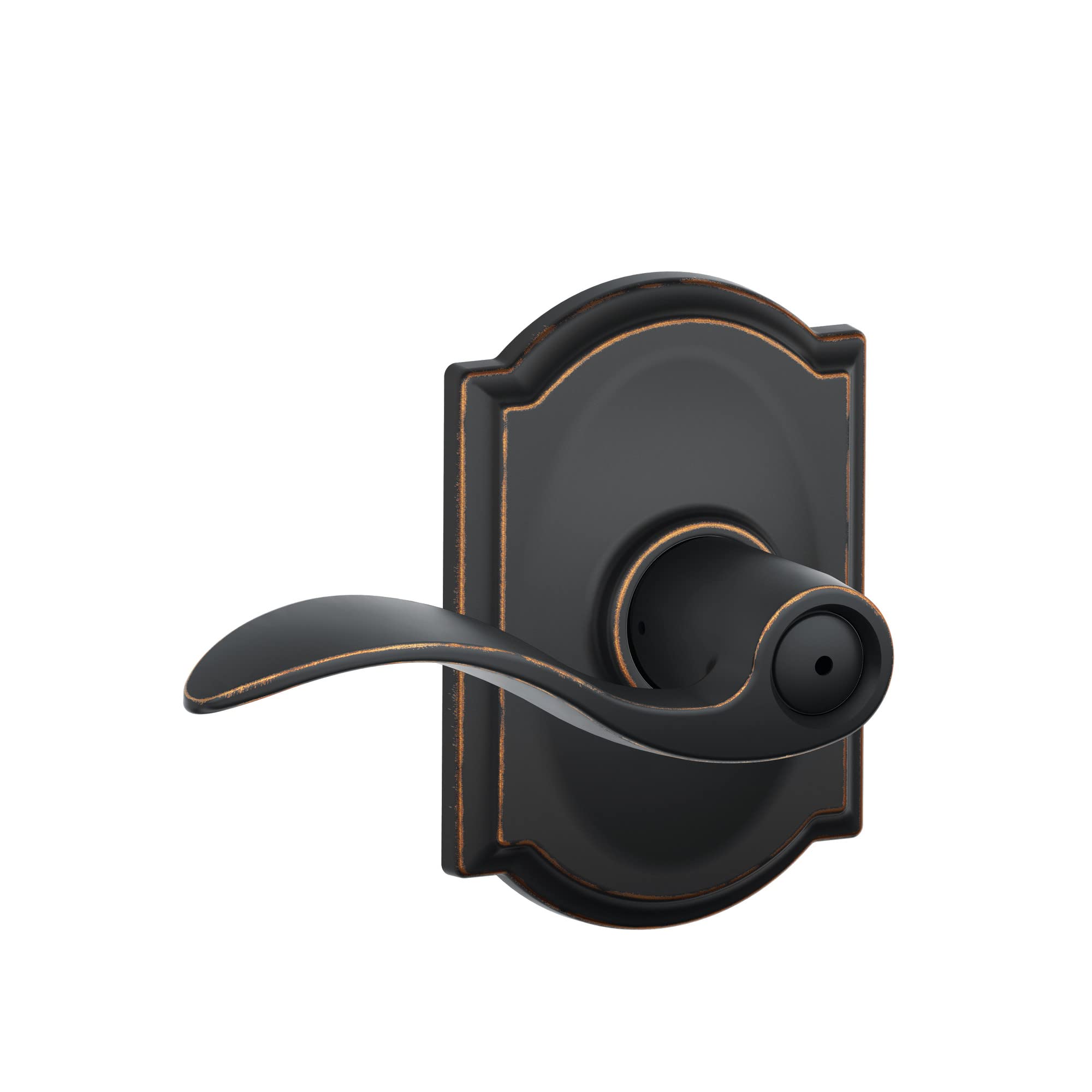 Schlage F40 ACC 716 CAM Accent Door Lever with Camelot Trim, Bed & Bath Privacy Lock, Aged Bronze