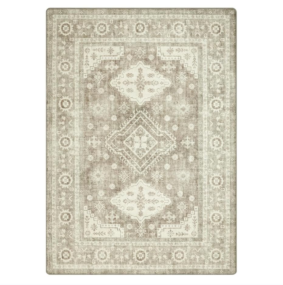 BEIMO 2x3 Rugs for Entryway, 2x3 Area Rugs Non Slip for Bedroom ,Machine Washable Ultra-Thin Print Boho Vintage Aesthetic Carpet, Low Pile Mat with Non Slip Rubber Backing, Distressed Gray