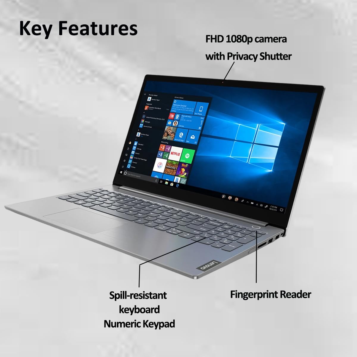 Lenovo ThinkBook 15 Gen 4 Business Laptop (15.6" FHD Anti-Glare, Intel 10-Core i7-1255U, 40GB RAM, 1TB SSD), Fingerprint, 1080p Webcam, Thunderbolt 4, Ethernet, Wi-Fi 6, Win 11 Pro w/Copilot, Grey