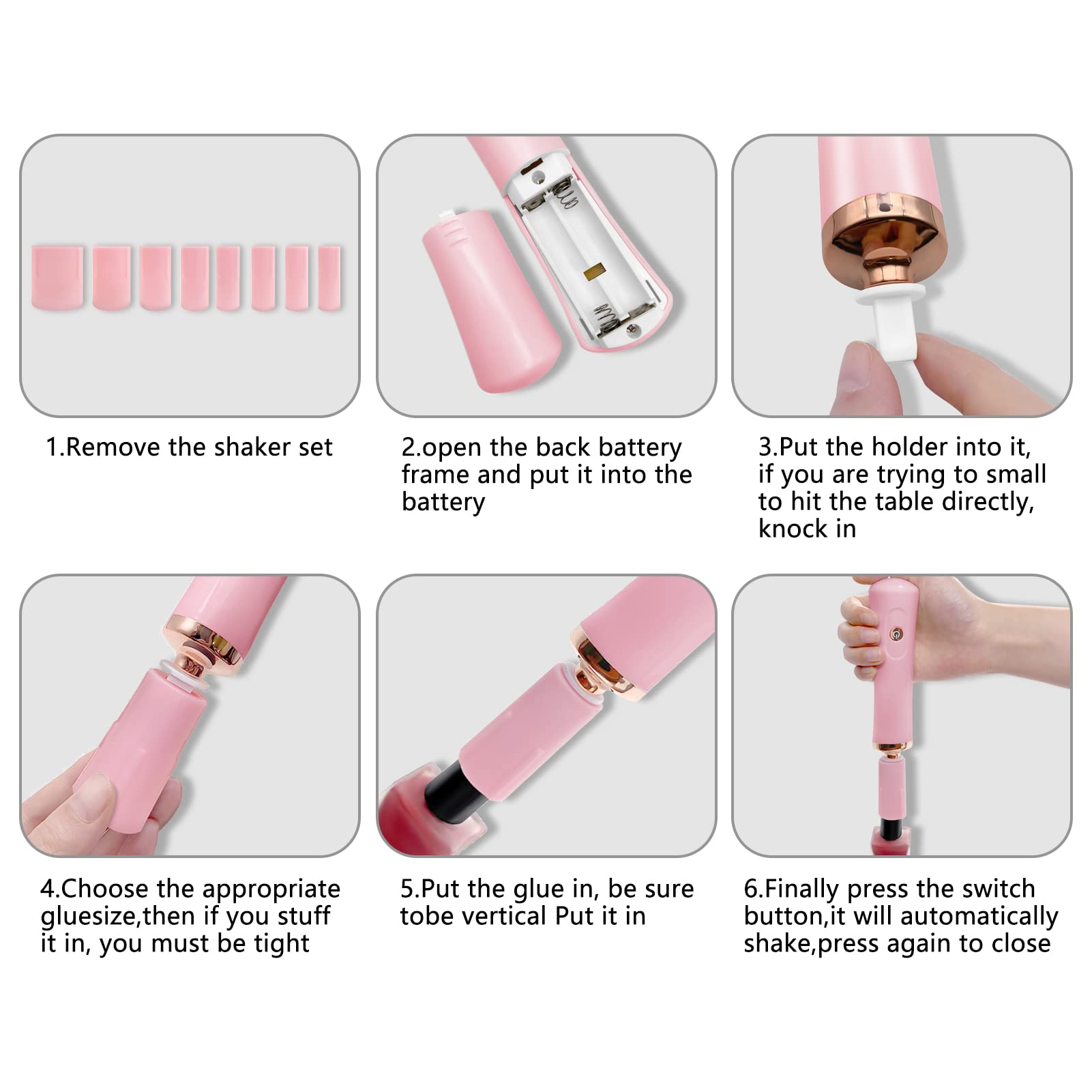 Pink Electric Nail Lacquer Shaker, Glue Shaker for Eyelash Extensions, Eyelash Lacquer Shaker, Electric Shaker Time Saving Handsfree Tool Glue Nails Polish