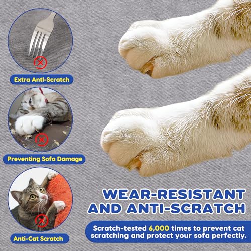 Cat Scratch Furniture Protector - Anti-Slip, Waterproof Sofa Cover to Keep Cats Off, Pet-Friendly Couch Protectors for 3 Cushion Couch, Beige Anti-Scratch Couch Cover for Pets and Kids 118"X71"