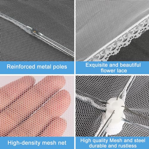 Omont Mesh Food Covers for Outside: 3 Pack 17"x17" Large Pop-Up Food Tents Umbrella Net for Outdoors, Picnic, Screen, BBQ,Reusable and Collapsible