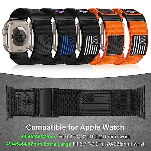 Rugged Nylon Band Compatible with Apple Watch Band 49mm 46mm 45mm 44mm 42mm,Soft Sport Loop Adjustable Wristbands Replacement Strap for Apple Watch Ultra iWatch Series 10/9/8/7/SE/6/5/4/3/2/1,Orange