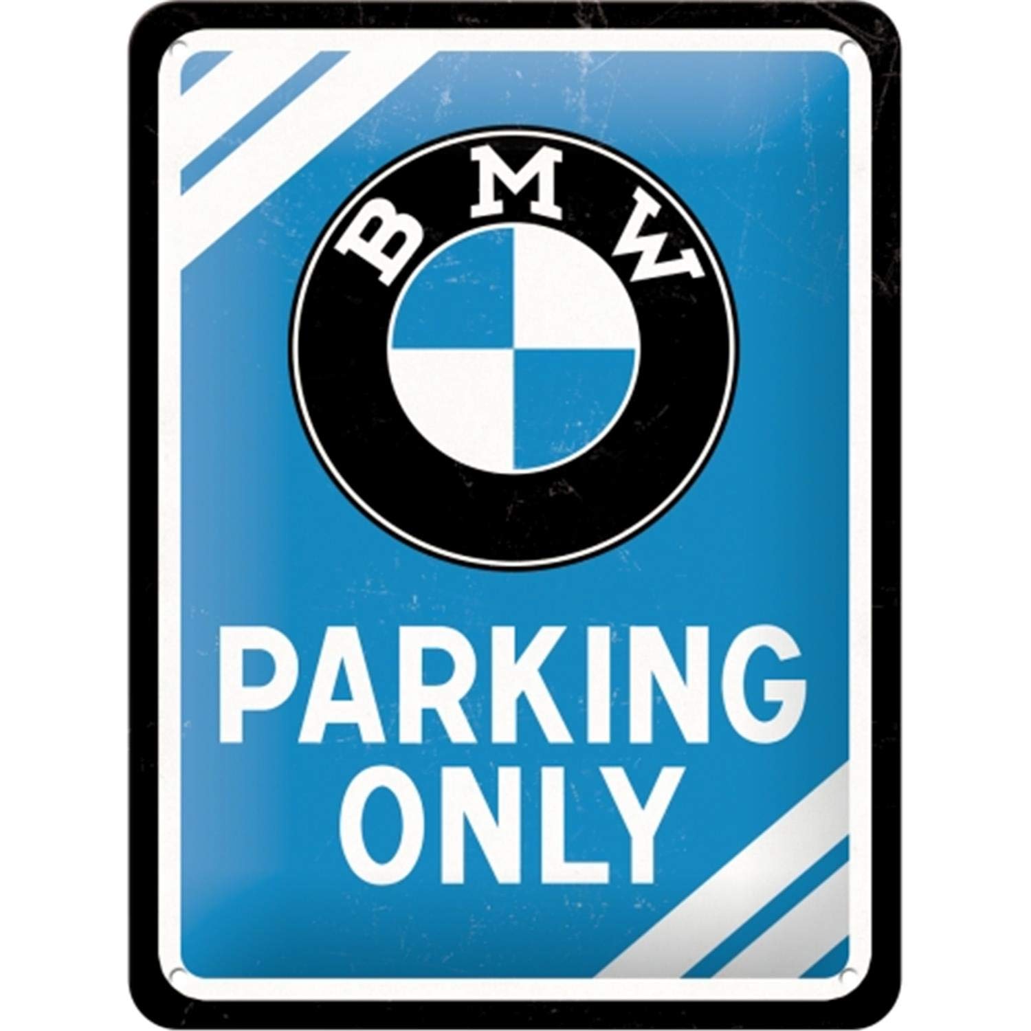 Nostalgic-Art Retro tin sign, 5.9" x 7.9", official license product (OLP), BMW – Parking Only Blue – Gift idea for BMW fans, made of metal, vintage design