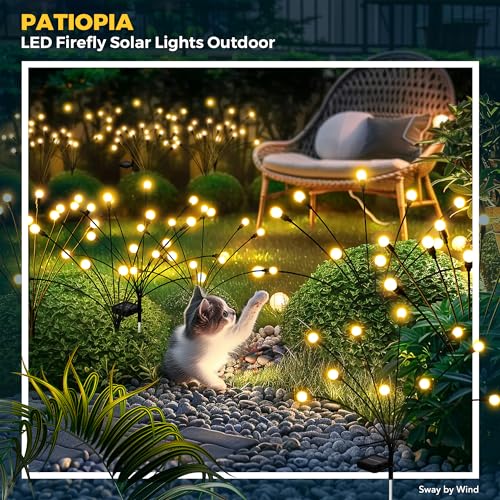 PATIOPIA Solar Garden Lights,Halloween Decorations Outdoor Lights 20 LED Firefly Garden Lights,Solar Lights for Outside,Solar Lights Outdoor Waterproof for Halloween,Christmas,Yard,Patio(Green)