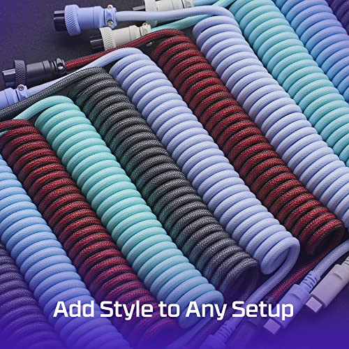 HyperX Coiled Cable - Durable Coiled Cable, Stylish Design, 5-Pin Aviator Connector, USB-C to USB-A - Grey