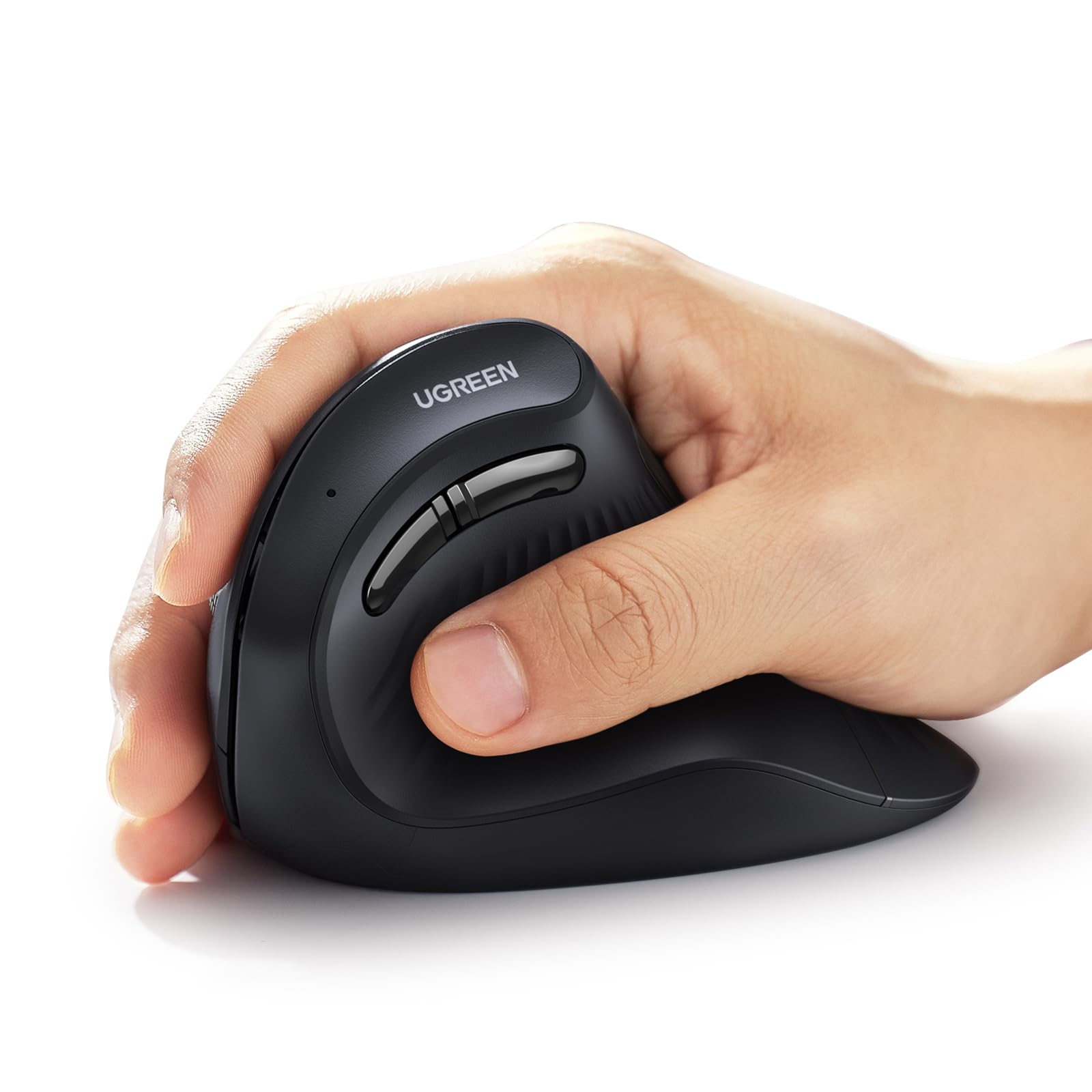 UGREEN Vertical Mouse Wireless (Bluetooth 5.0+2.4G) Ergonomic Mouse with 5 Buttons, 1000/1600/2000/4000 DPI, Prevention of Mouse Arm, Vertical Mouse Compatible with PC/Laptop/Tablet, Black