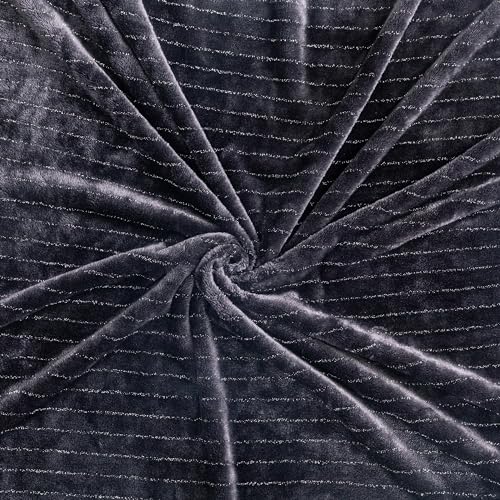 KORBLISS Super Soft Flannel Throw Blanket 50x60 Inches, Premium Gold Glitter Stripes Silky Fleece Lightweight Bed Blanket All Season Use, Black, 50"x60"