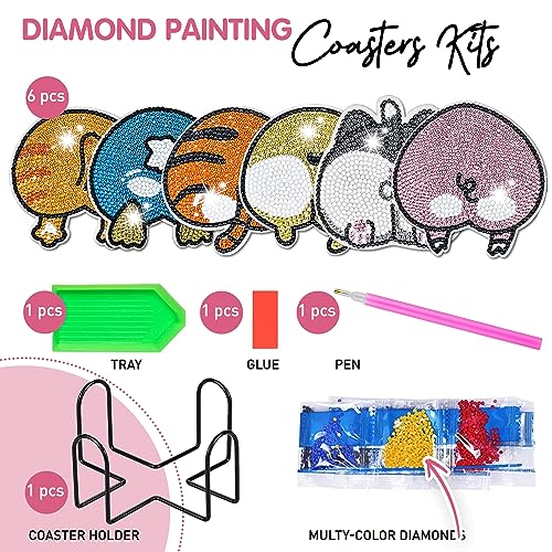 8 pcs Diamond Painting Coasters | Diamond Art Coasters | Sunset Diamond Art Painting | Perfect Art Craft Gift for Sunset Lover, Dad, Mom, Grandparents, Brother, Sister.