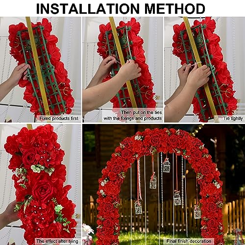 RIDDSEE Dinning Table Flower Centerpieces -6packs Blue Artificial Silk Flowers 3D Floral Arch Arrangements Center Piece for Party Bridal Shower Reception Sweetheart Dining Table Runner Decorations