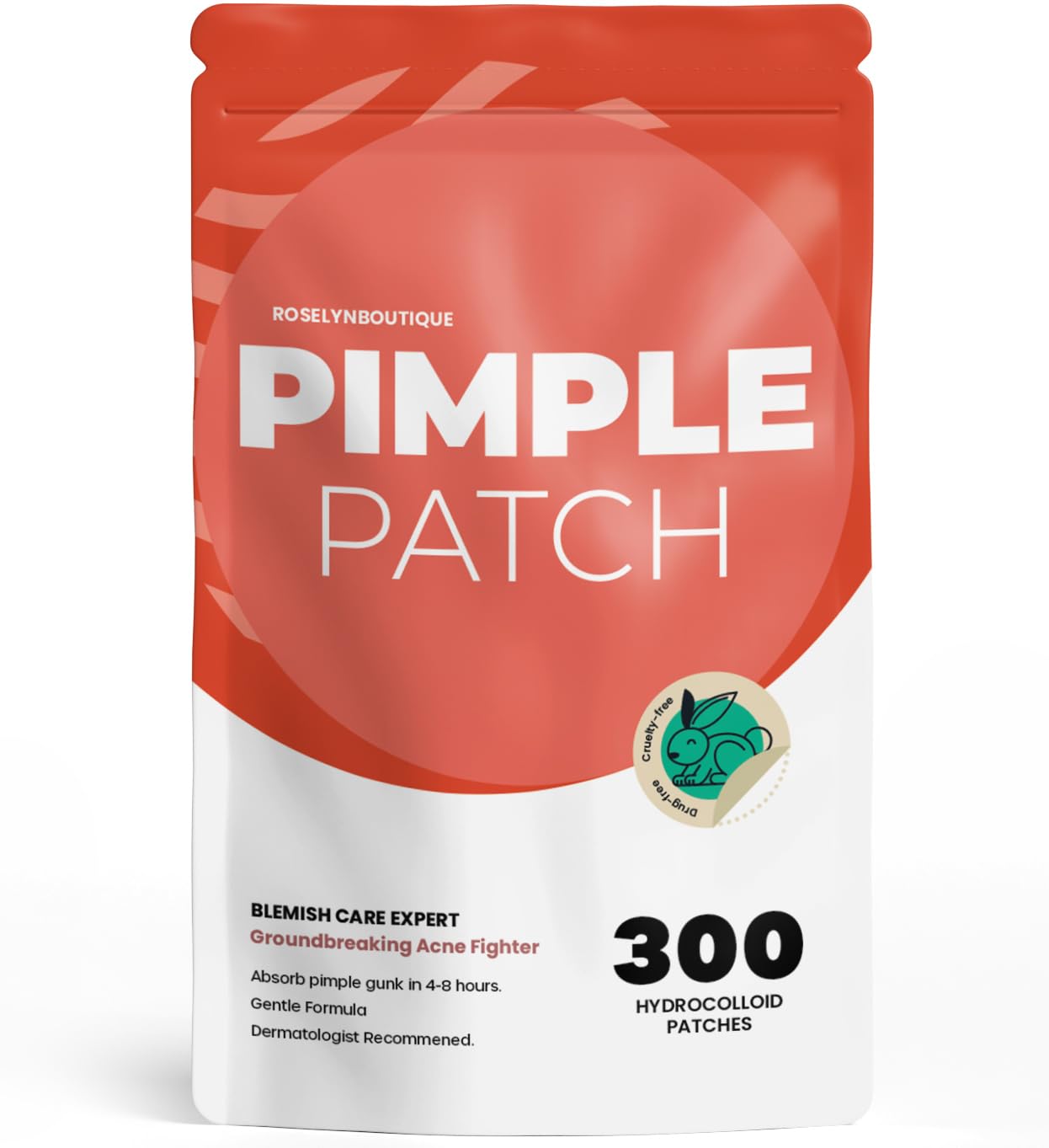 ROSELYNBOUTIQUE Pimple Patches for Face 300 Counts 4 Sizes - Hydrocolloid Acne Patches with Tea Tree Oil, SalicylicAcid, CICA Skin-Friendly