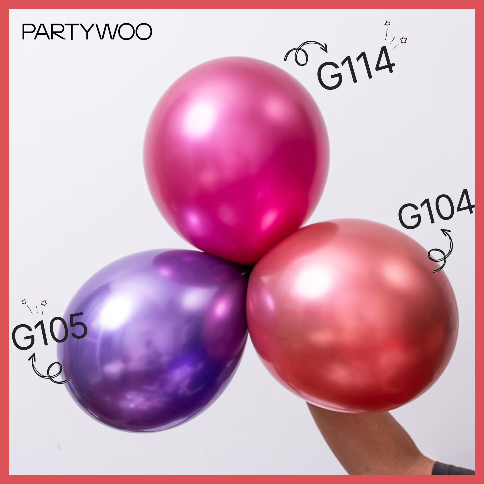 PartyWoo Metallic Red Star Balloons 110pcs Different Sizes 18 12 10 5 Inch Pack 22 Inch Red Spike Star Explosion Foil Mylar Balloon Arch Kit for Birthday Engagement Party Decorations Pink-G104