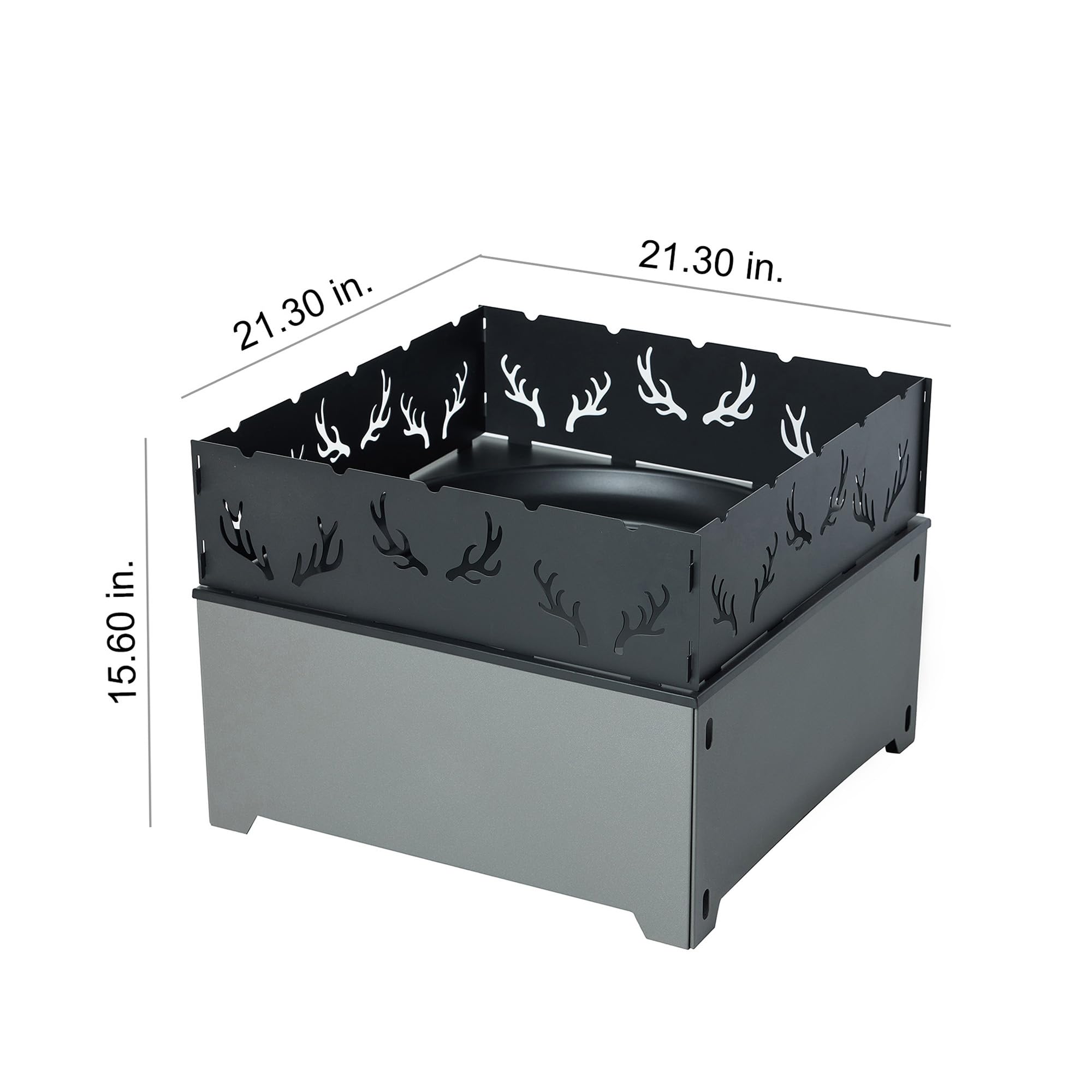 21.5 Inch Outdoor Wood Burning Fire Pit, Bonfire Grill for Patio and Backyard, Outdoor Portable Fireplace with Flame Panel - Flint Gray