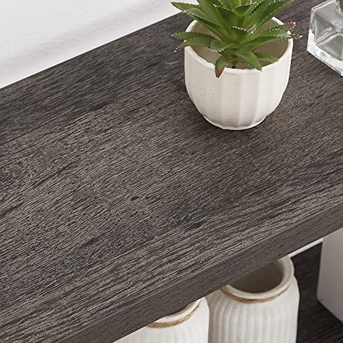 EXCEFUR Bookshelf and Bookcase, 3 Tier Vintage Shelf for Office, Rustic Wood and Metal Book Shelves, Grey