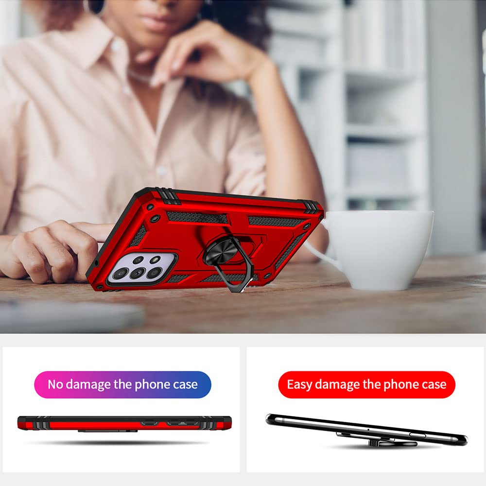 Yiakeng Samsung A33 5G Case, Galaxy A33 5G Case with HD Screen Protector, Military Grade Protective Cases with Ring for Samsung Galaxy A33 5G (Red)