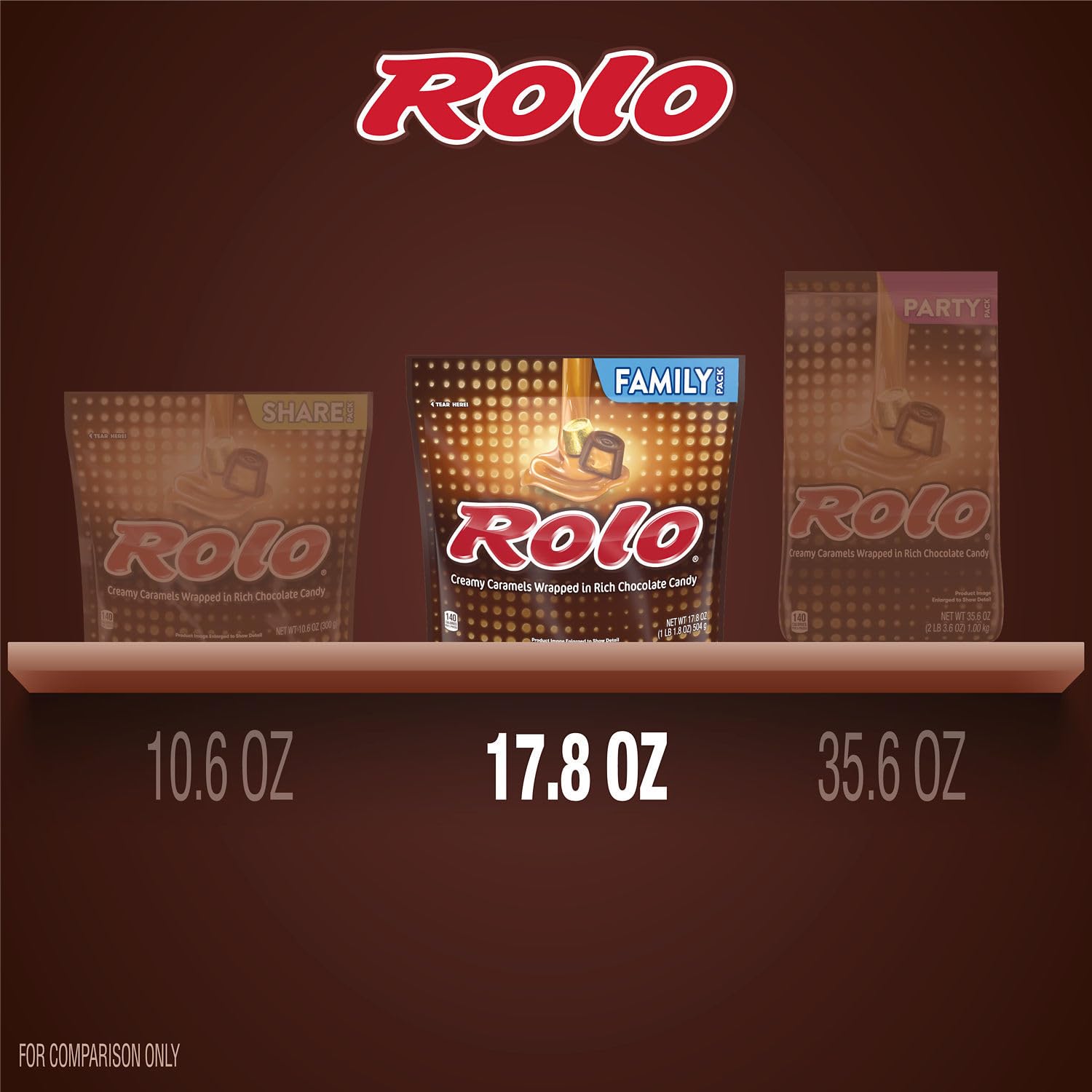 ROLO Rich Chocolate Caramel Candy Party Pack, 35.6 oz