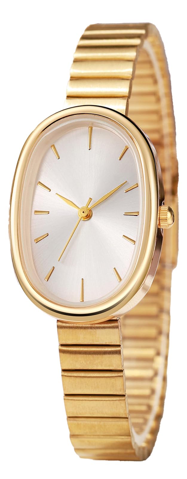 BESTKANG Exquisite Watches for Women Easy Reader Watch Fashion Oval Ultrathin Waterproof Ladies Wrist Watch (Gold White)