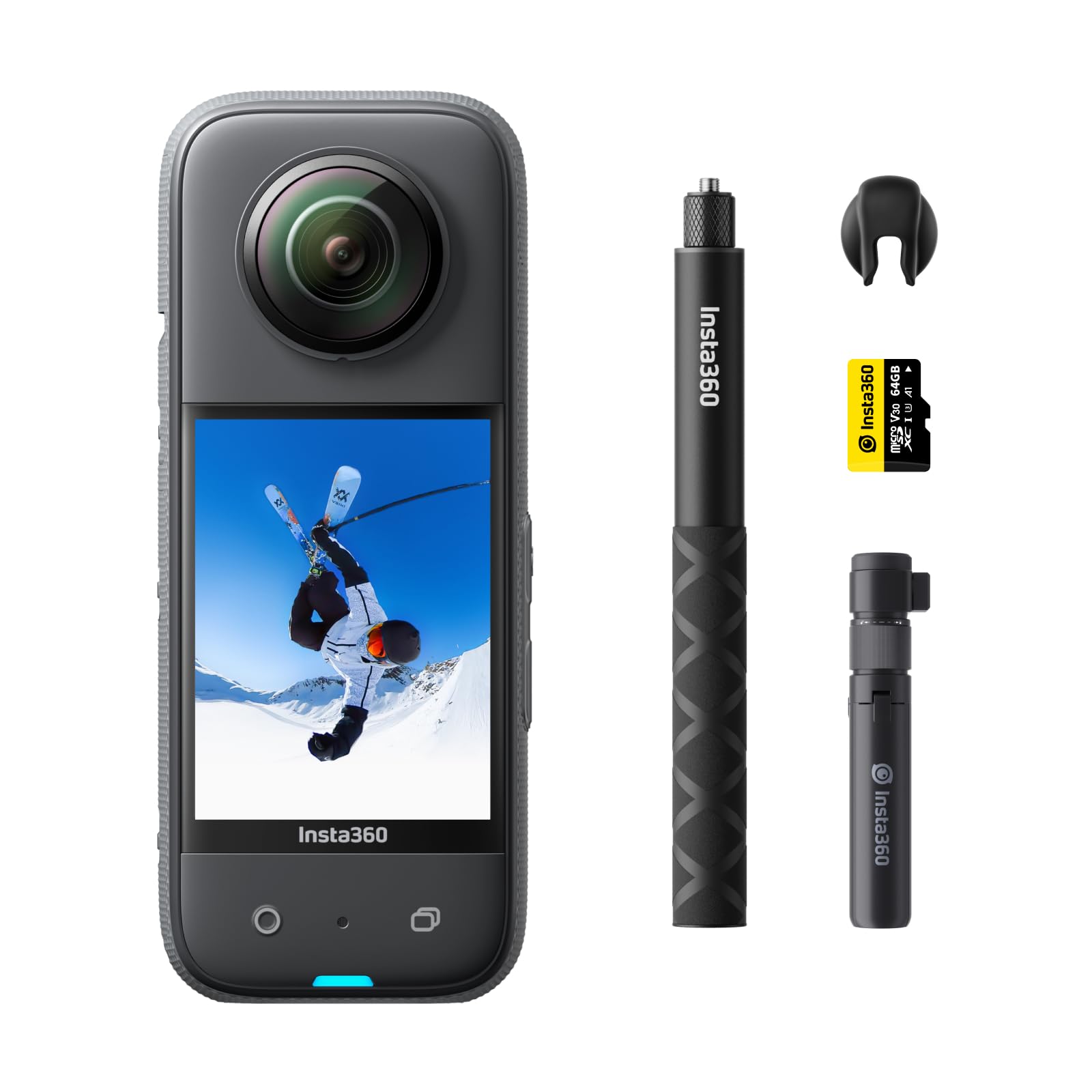 Insta360 X3 Creator Kit - Waterproof 360 Action Camera with 1/2" 48MP Sensors, 5.7K 360 Active HDR Video, 72MP 360 Photo, 4K Single-Lens, 60fps Me Mode, Stabilization, 2.29" Touchscreen, AI Editing