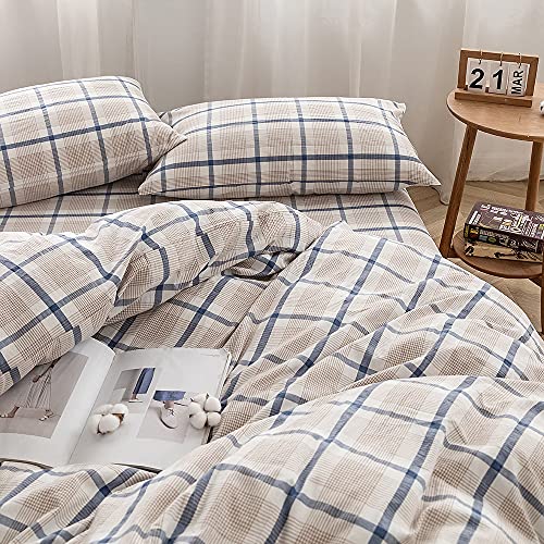 FACE TWO FACE Bedding Duvet Cover Set100% Washed Cotton Duvet Cover Linen Like Textured Breathable Durable Soft Comfy (Full, Old Pink)