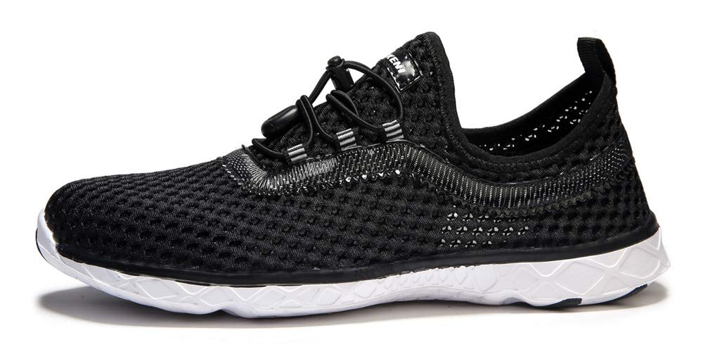 SUOKENI Women's Quick Drying Slip On Water Shoes for Beach or Water Sports Ultralight Walking Shoes Black/White,Size:US 7.5/EU 38