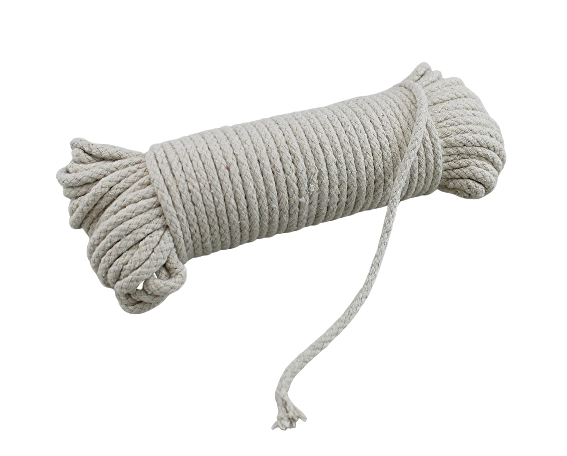 100 Ft Heavy Duty Braided Cotton Rope Clothesline Approximately #6 1/4" 6 mm Multi Purpose Home Boat Camping