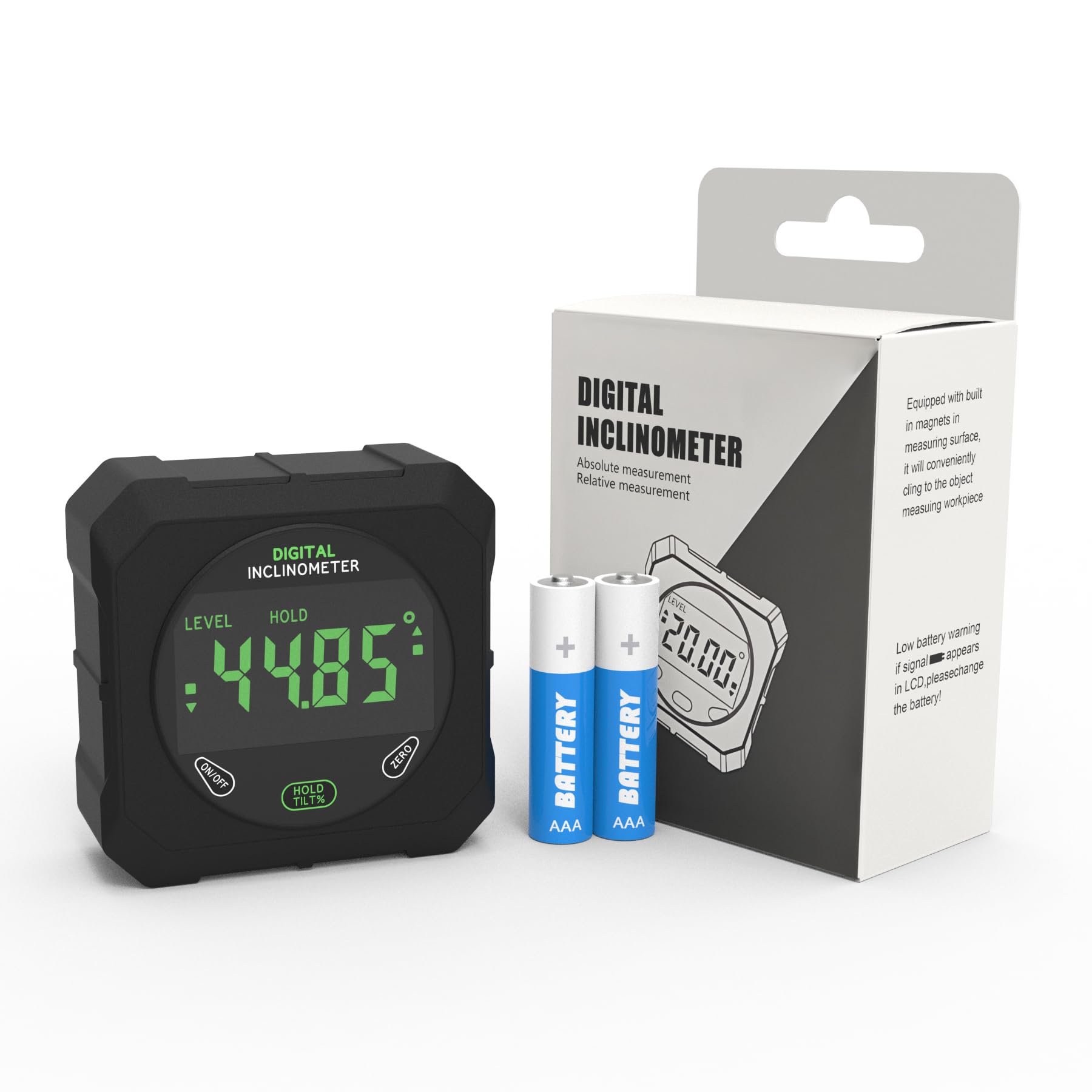 KNINE OUTDOORS Digital Angle Finder Strong Magnetic Angle Gauge, Cube Inclinometer with Backlight, Table Saw Miter Protractor, Woodworking Measuring Tool
