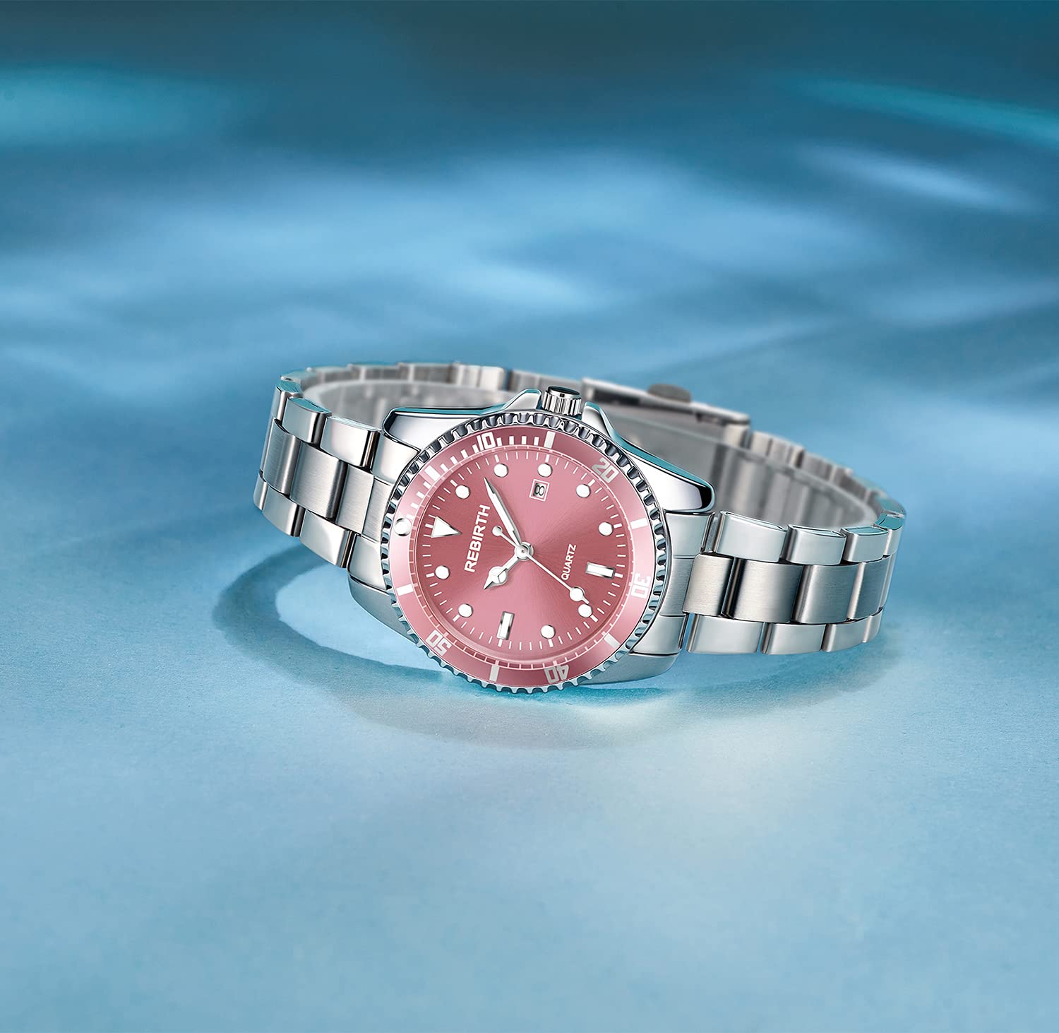 BESTKANG Womens Stainless Steel Analog Silver Watch for Women Waterproof Date Luminous