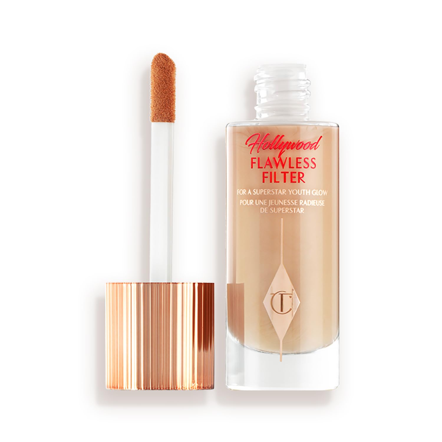 Charlotte Tilbury Hollywood Flawless Filter - Multi‑Use Makeup Primer, Complexion Booster & Illuminating Liquid Highlighter with Sheer Coverage - Smooths & Blurs Skin - 4 Medium