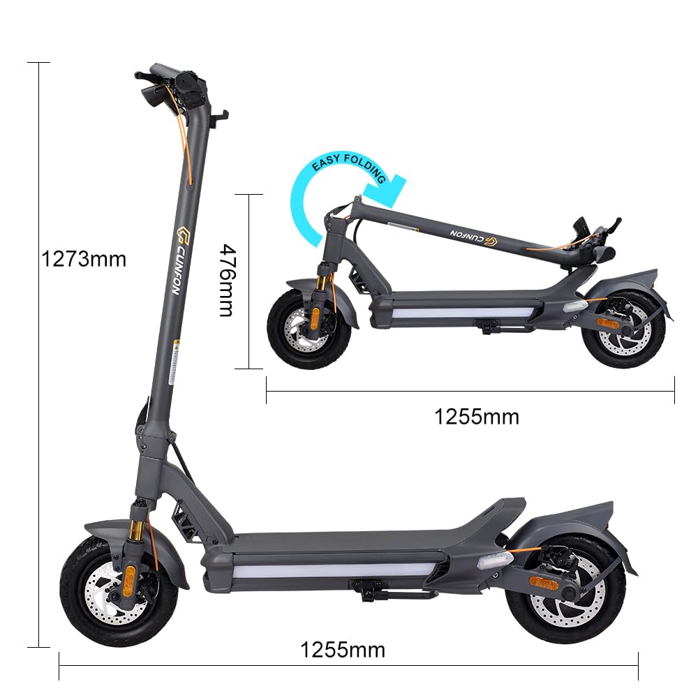 CUNFON Electric Scooter, Up to 31 MPH, 50-Mile Long Range, Dual Brake & Dual Suspension, 1600W Peak Motor, Off-Road Heavy Duty E-Scooter for Adults and Teens, 300+ lbs