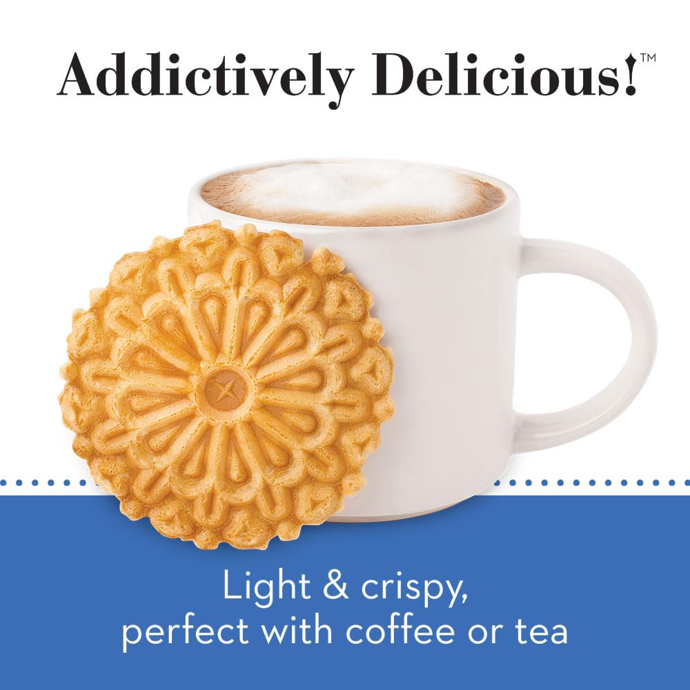 Reko Pizzelle Authentic Italian Style Waffle Cookie, Vanilla, 20 Ounce