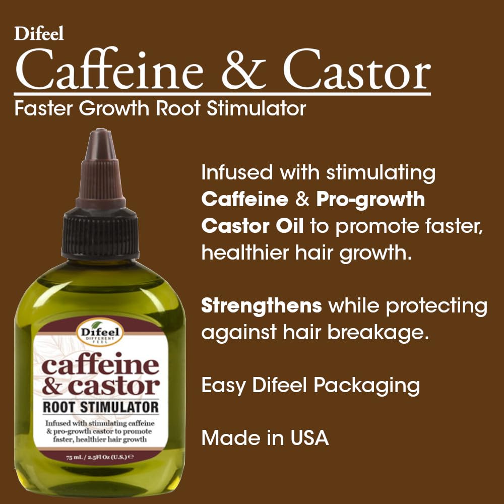 Difeel Caffeine & Castor Root Stimulator for Faster Hair Growth 2.5 oz.
