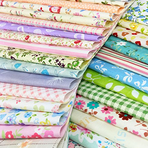 flic-flac Quilting Fabric Squares 100% Cotton Precut Quilt Sewing Floral Fabrics for Craft DIY (4 x 4 inches, 240pcs)