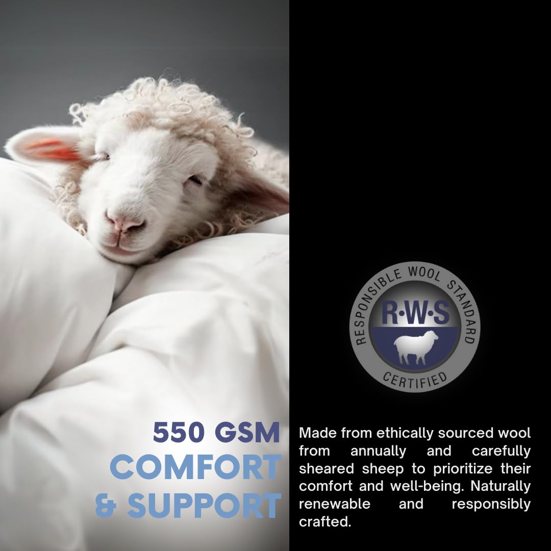 Continental Bedding Wool-Micro-Pillow, King, White