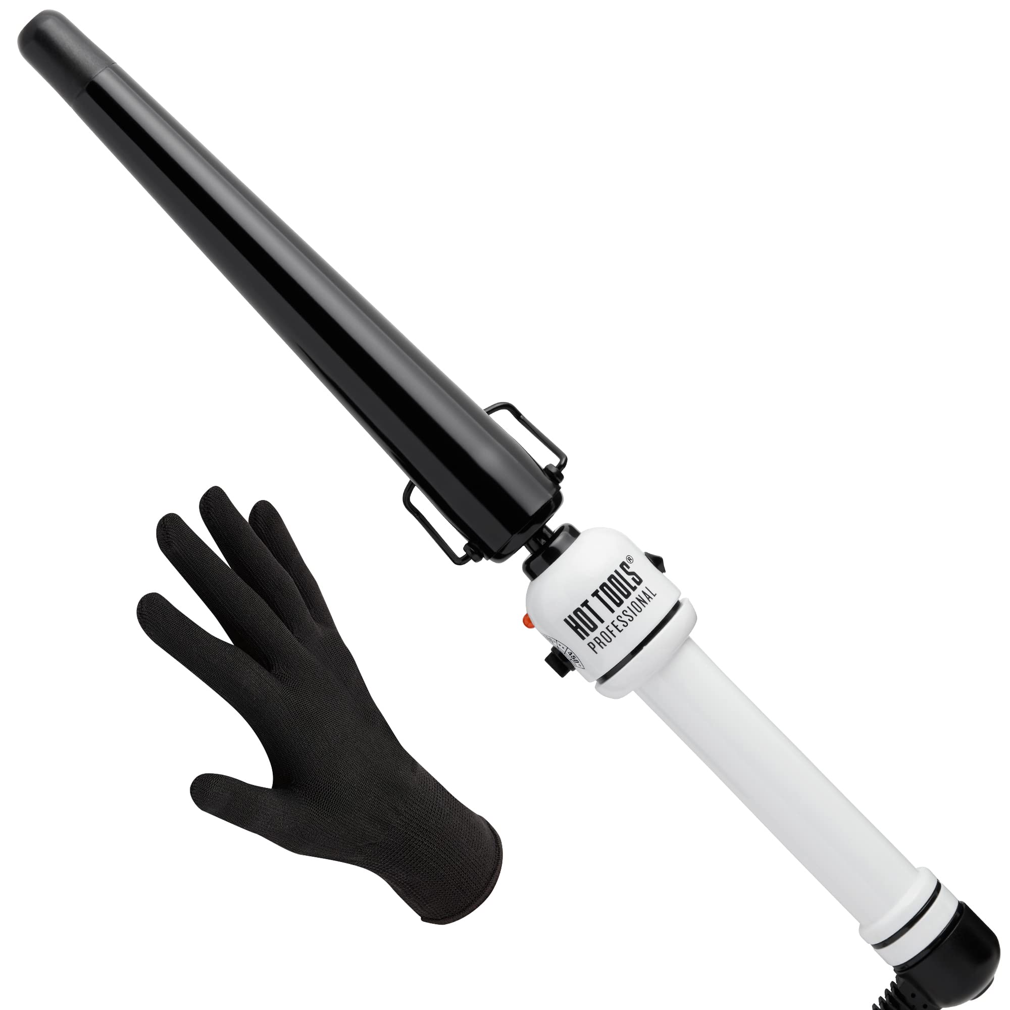 HOT TOOLS Professional Nano Ceramic Extra Long Tapered Curling Iron for Shiny Curls, 3/4 to 1 1/4 Inches